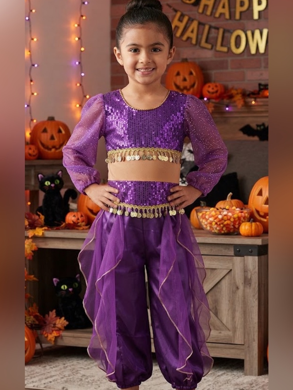 Brand unknown belly dancer costume jumpsuit Sz 4 girls